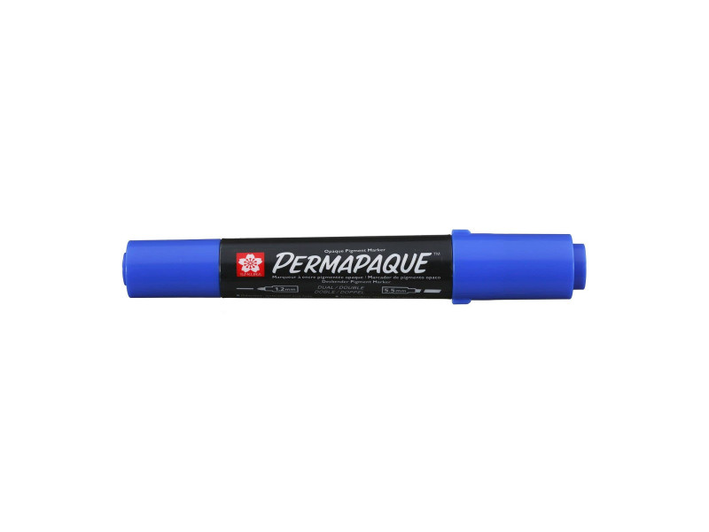 SAKURA Marqueur permanent Permapaque, double pointe, bleu