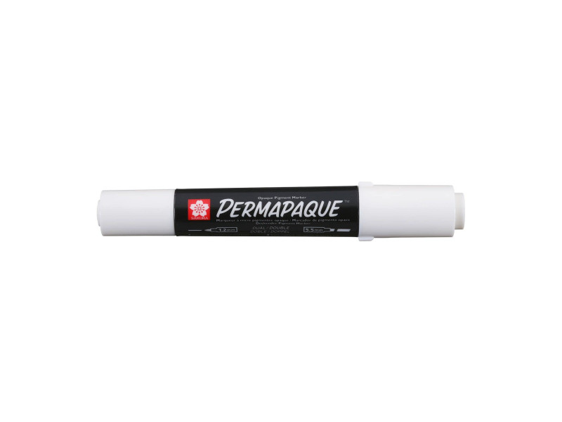SAKURA Marqueur permanent Permapaque, double pointe, blanc