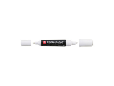 SAKURA Marqueur permanent Permapaque, double pointe, blanc