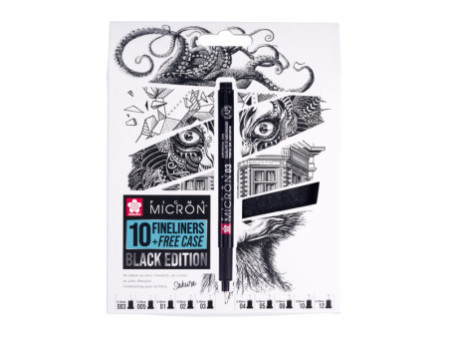 SAKURA Feutre fin Pigma Micron, set de 10 + étui GRATUIT