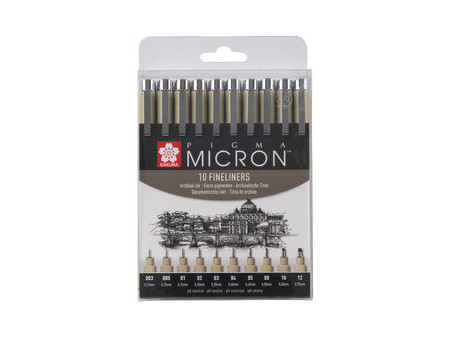 SAKURA Feutre pointe fine PIGMA MICRON, étui de 10, noir