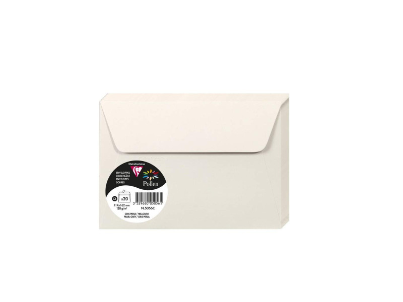 Pollen by Clairefontaine Enveloppes C6, gris perle