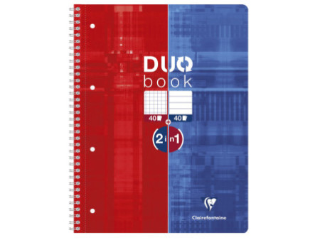 Clairefontaine Cahier DUOBOOK, A4, mi-quadrillé mi-ligné