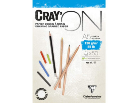 Clairefontaine Bloc papier dessin 'CRAY'ON', A5, 120 g/m2