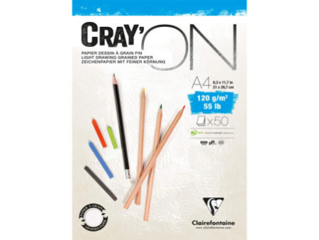 Clairefontaine Bloc papier dessin 'CRAY'ON', A4, 120 g/m2