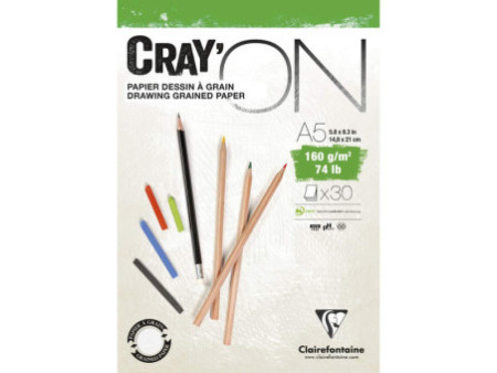 Clairefontaine Bloc papier dessin 'CRAY'ON', A5, 160 g/m2