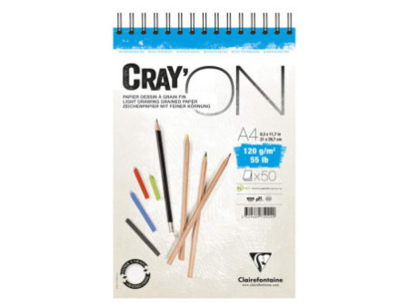 Clairefontaine Bloc papier dessin 'CRAY'ON', A4, 120 g/m2