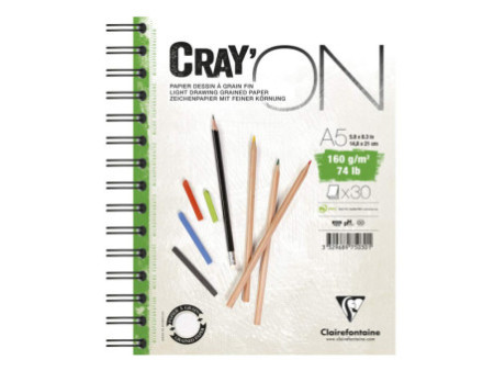 Clairefontaine Bloc papier dessin 'CRAY'ON', A5, 160 g/m2