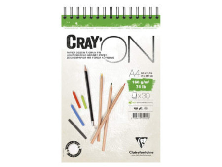 Clairefontaine Bloc papier dessin 'CRAY'ON', A4, 160 g/m2