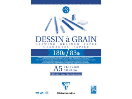 Clairefontaine Bloc papier dessin 'à Grain', A5, 180 g/m2