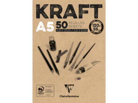 Clairefontaine Bloc papier dessin 'KRAFT', A5, 120 g/m2