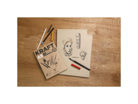 Clairefontaine Bloc papier dessin 'KRAFT', A4, 120 g/m2