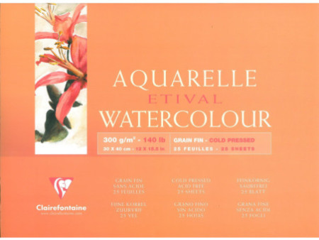 Clairefontaine Bloc artiste Aquarelle ETIVAL, 300 x 400 mm
