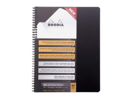 RHODIA Cahier à spirale 'Note Book', A4+, quadrillé 5x5,noir