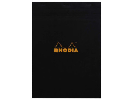 RHODIA Bloc agrafé No. 18, format A4, quadrillé 5x5, noir