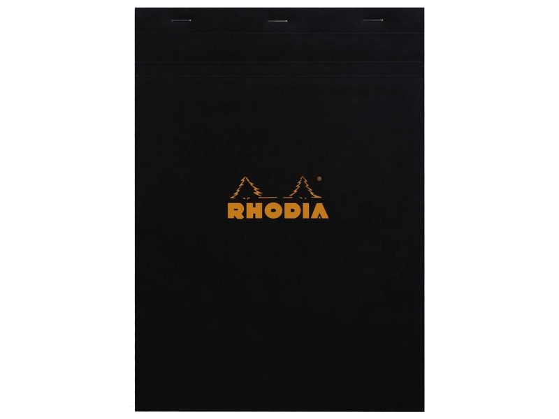 RHODIA Bloc agrafé No. 18, format A4, quadrillé 5x5, noir