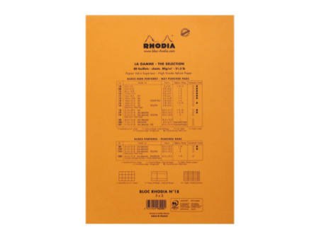 RHODIA Bloc agrafé No. 18, format A4, quadrillé 5x5, orange