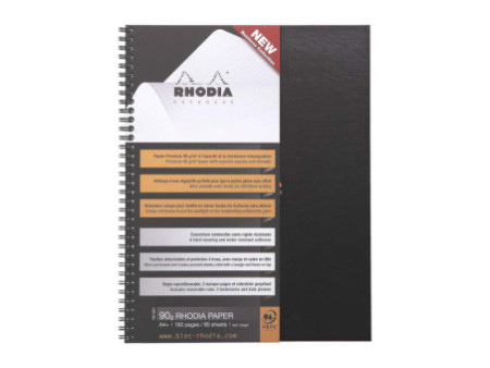 RHODIA Cahier à spirale 'Note Book', A4+, quadrillé 5x5,noir