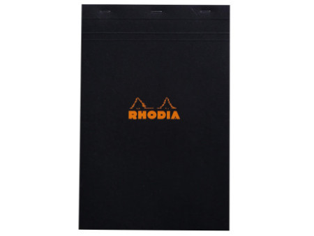 RHODIA Bloc agrafé No. 19, format A4+, quadrillé 5x5, noir