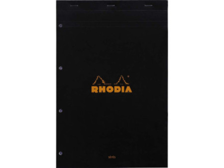 RHODIA Bloc agrafé No. 20, format A4+, Seyès, noir
