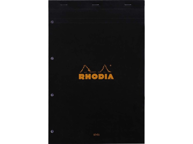 RHODIA Bloc agrafé No. 20, format A4+, Seyès, noir