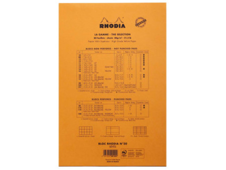 RHODIA Bloc agrafé No. 20, format A4+, Seyès, orange