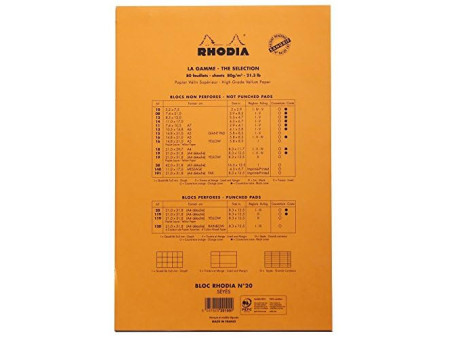 RHODIA Bloc agrafé No. 20, format A4+, Seyès, orange
