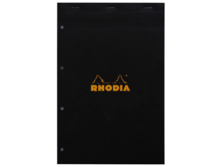 RHODIA Bloc agrafé No. 20, format A4+, quadrillé 5x5, noir