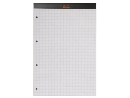 RHODIA Bloc agrafé No. 20, format A4+, quadrillé 5x5, noir