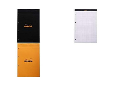 RHODIA Bloc agrafé No. 20, format A4+, quadrillé 5x5, noir