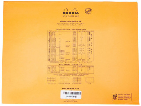RHODIA Bloc agrafé No. 38, format A3+, quadrillé 5x5, orange