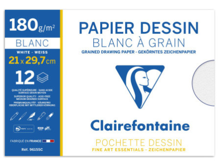 Clairefontaine Papier dessin 'Blanc à Grain', 210 x 297 mm
