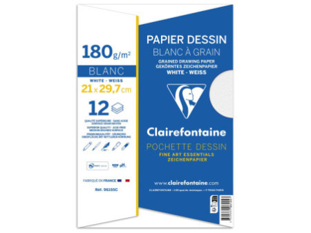 Clairefontaine Papier dessin 'Blanc à Grain', 210 x 297 mm