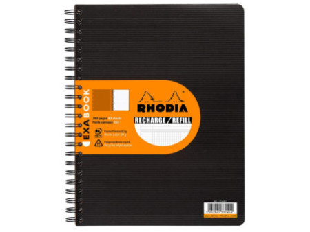 RHODIA Cahier recharge pour EXABOOK, A4+, quadrillé 5x5,noir