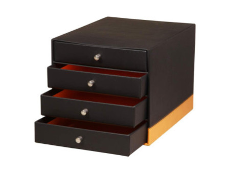 RHODIA Trieur 4 tiroirs, en simili cuir, noir