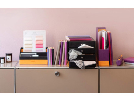 RHODIA Trieur 4 tiroirs, en simili cuir, noir