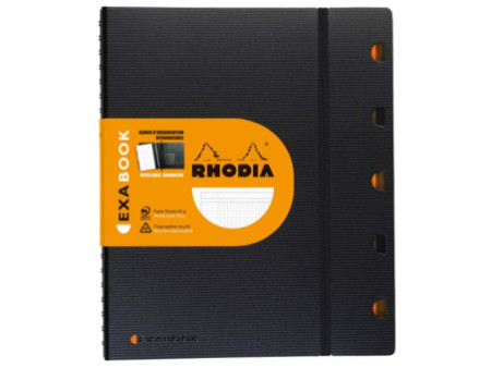 RHODIA Cahier EXABOOK rechargeable, A4+, quadrillé 5x5, noir