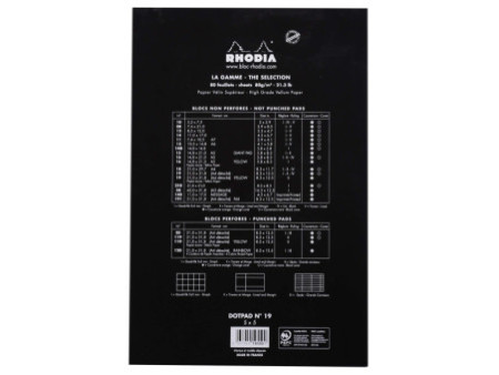 RHODIA Bloc-notes agrafé 'dotPad', A4+, pointillé, noir