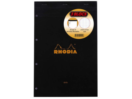 RHODIA Bloc agrafé No. 20, format A4+, séyès, lot de 3