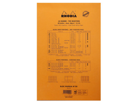 RHODIA Bloc agrafé No. 20, format A4+, quadrillé, lot de 3
