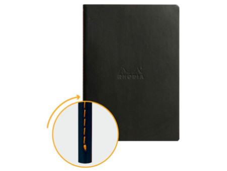 RHODIA Carnet piqûre textile RHODIARAMA, A5, ligné, noir