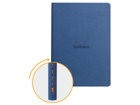 RHODIA Carnet piqûre textile RHODIARAMA, A5, ligné, saphir
