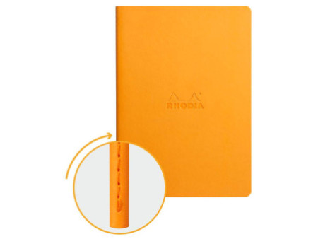 RHODIA Carnet piqûre textile RHODIARAMA, A5, ligné, orange