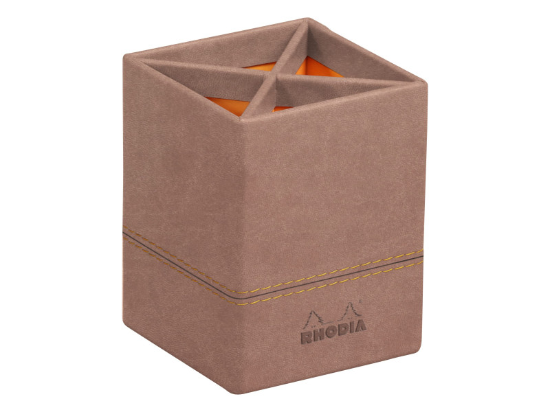 RHODIA Pot à crayons, en similicuir, bois de rose