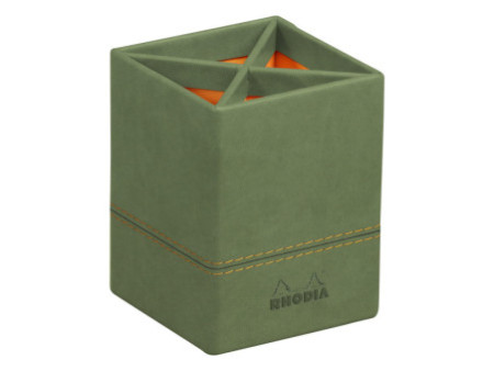 RHODIA Pot à crayons, en similicuir, sauge
