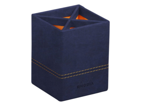 RHODIA Pot à crayons, en similicuir, bleu nuit