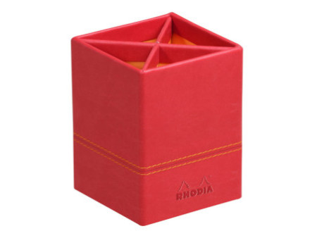 RHODIA Pot à crayons, en similicuir, coquelicot