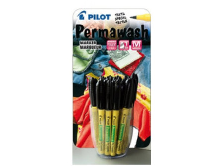PILOT Marqueur textile Permawash, noir, présentoir 24 pièces