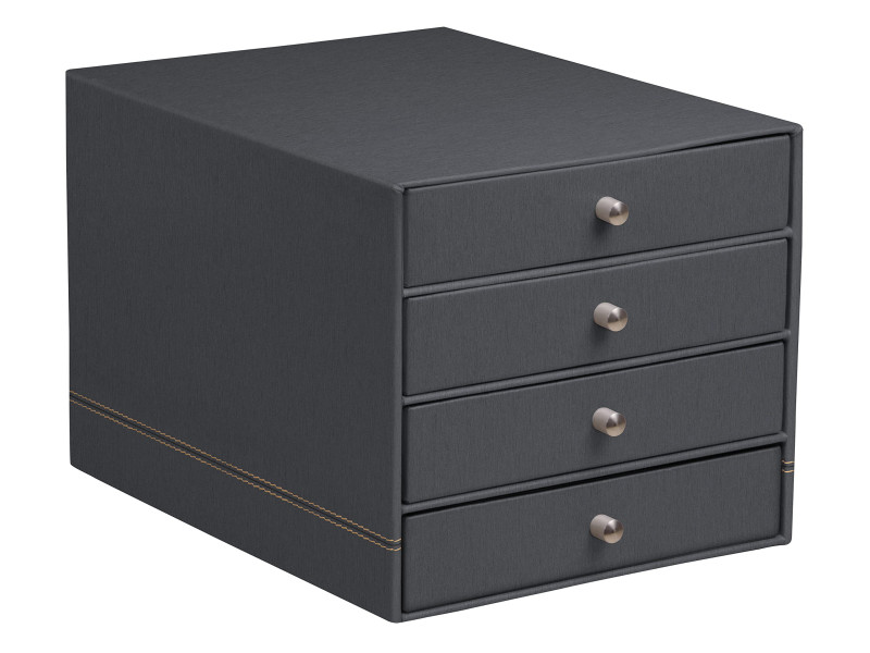 RHODIA Trieur 4 tiroirs, en simili cuir, titane