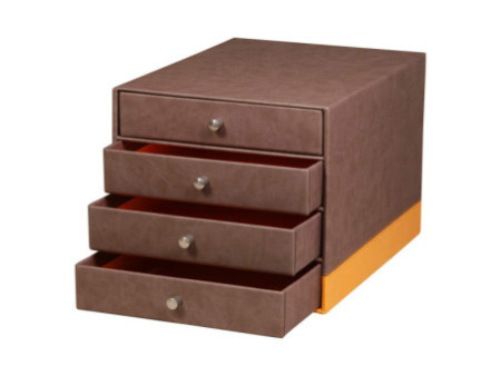 RHODIA Trieur 4 tiroirs, en simili cuir, chocolat